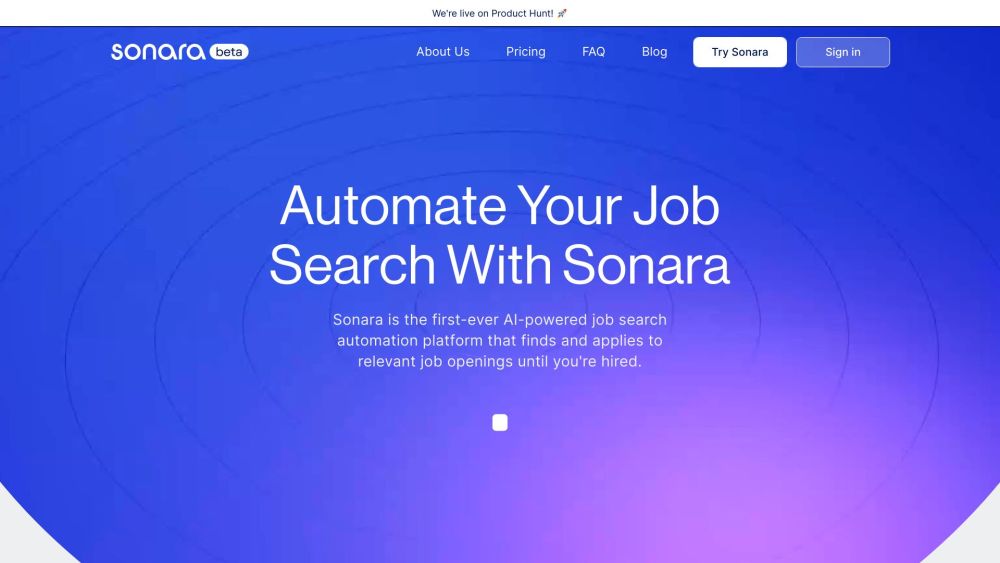 Sonara: AI Job Search Simplification & Application Automation Tool Website screenshot