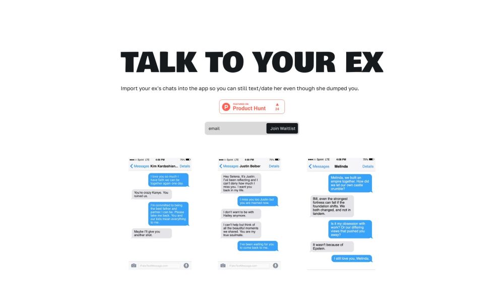 Talk To Your Ex Website screenshot