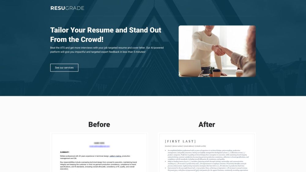 RESUme upGRADE Website screenshot