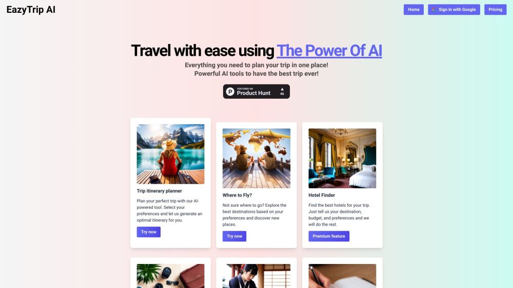 EazyTrip AI Website screenshot