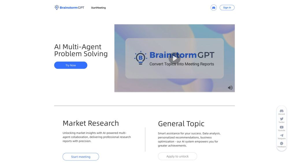 BrainstormGPT - Empowering AI for Business Decision Website screenshot