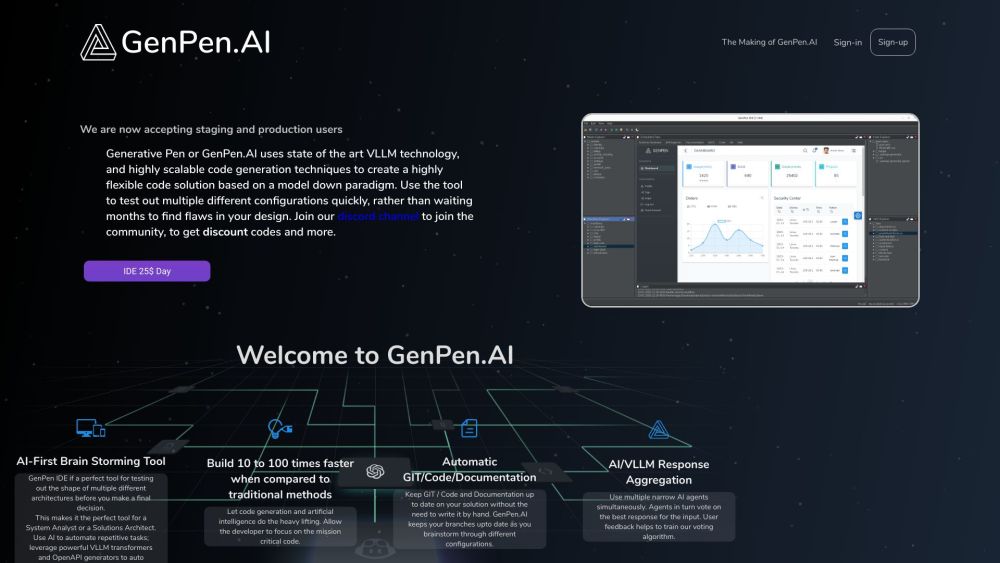 GenPen AI Website screenshot