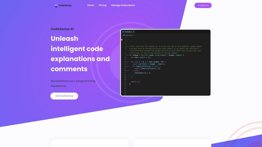 CodeSense AI Website screenshot