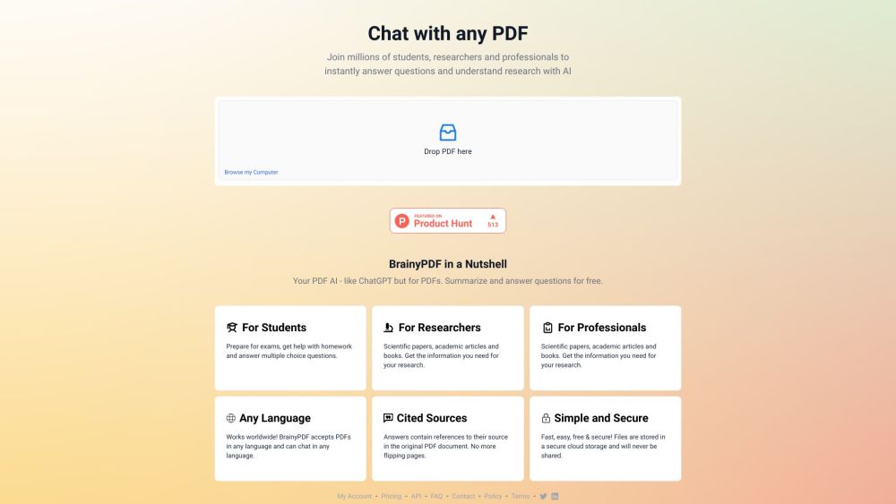 PDFSummarizer Website screenshot