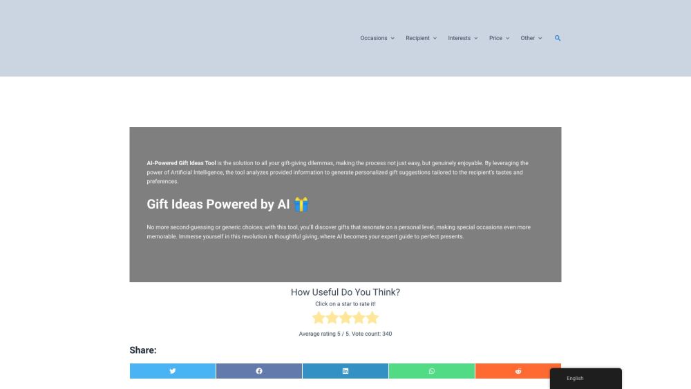 AI-Powered Gift Ideas Website screenshot