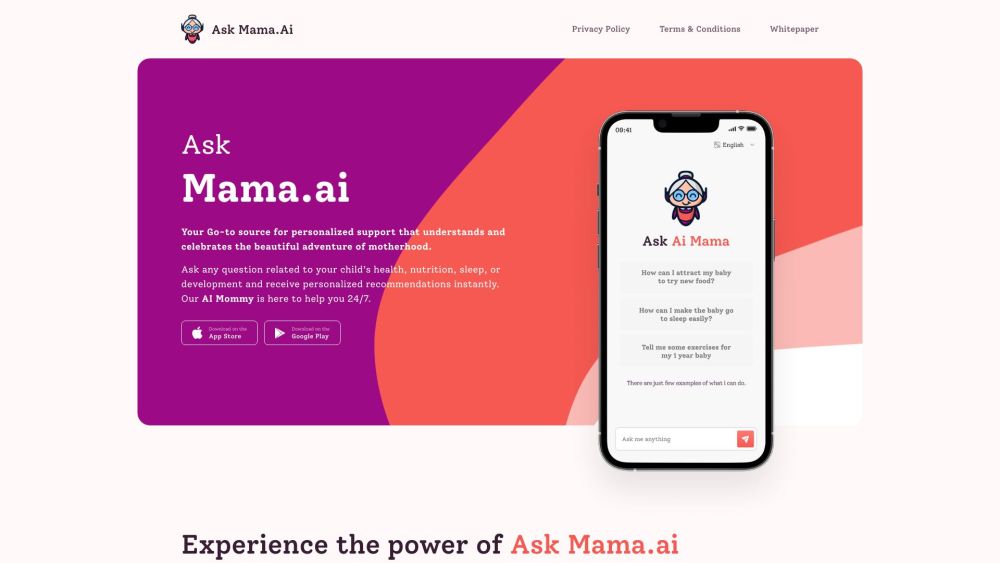 Ask Mama.ai Website screenshot