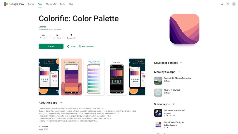 Colorific Website screenshot