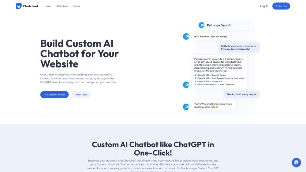 ChatClient Website screenshot