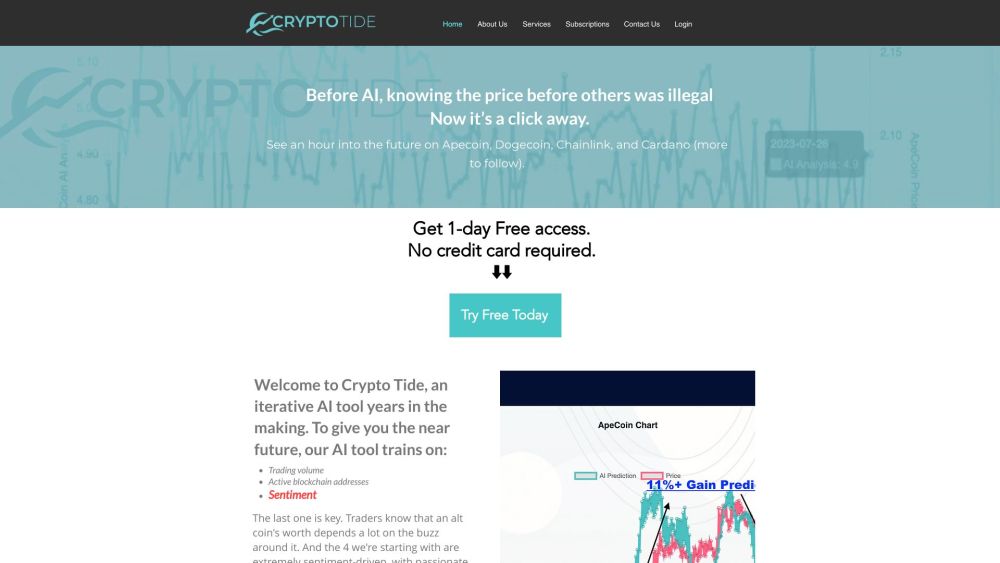 Crypto Tide Website screenshot