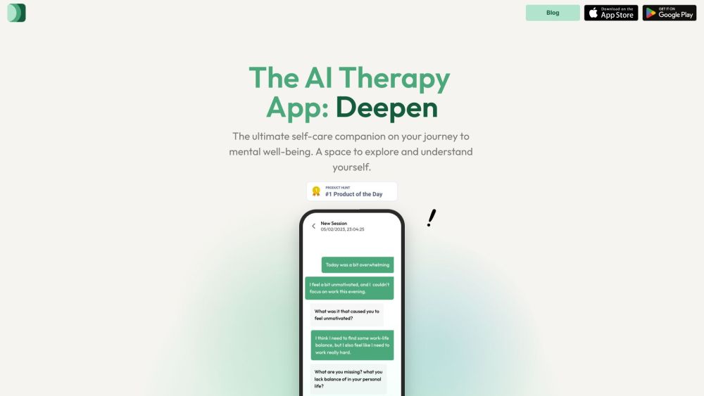 Deepen: AI Therapy & Counseling Website screenshot