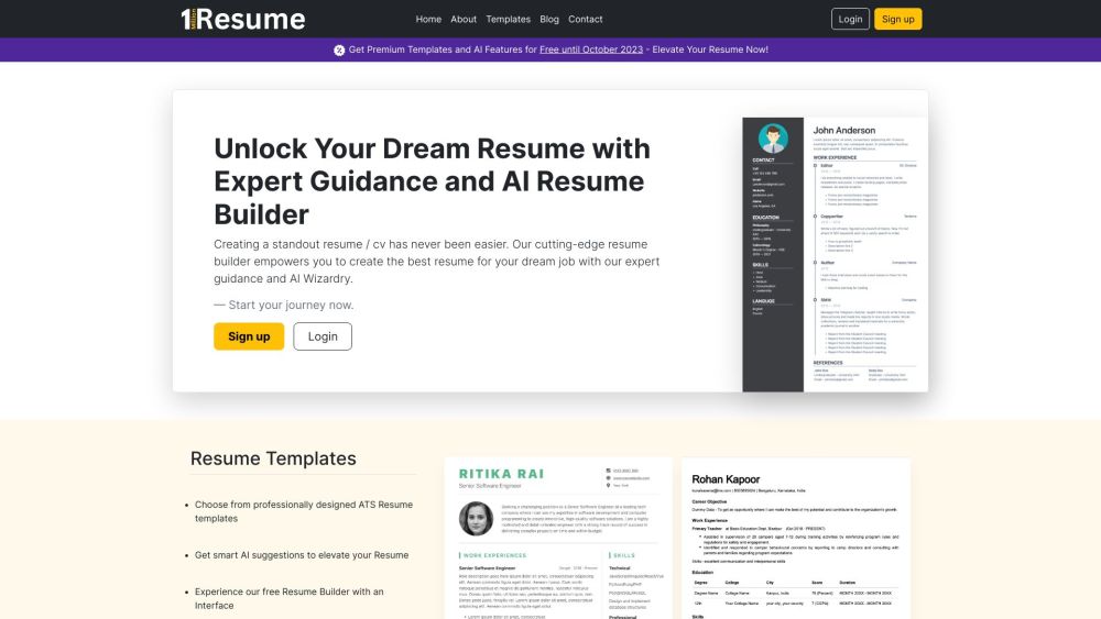 1MillionResume.com Website screenshot