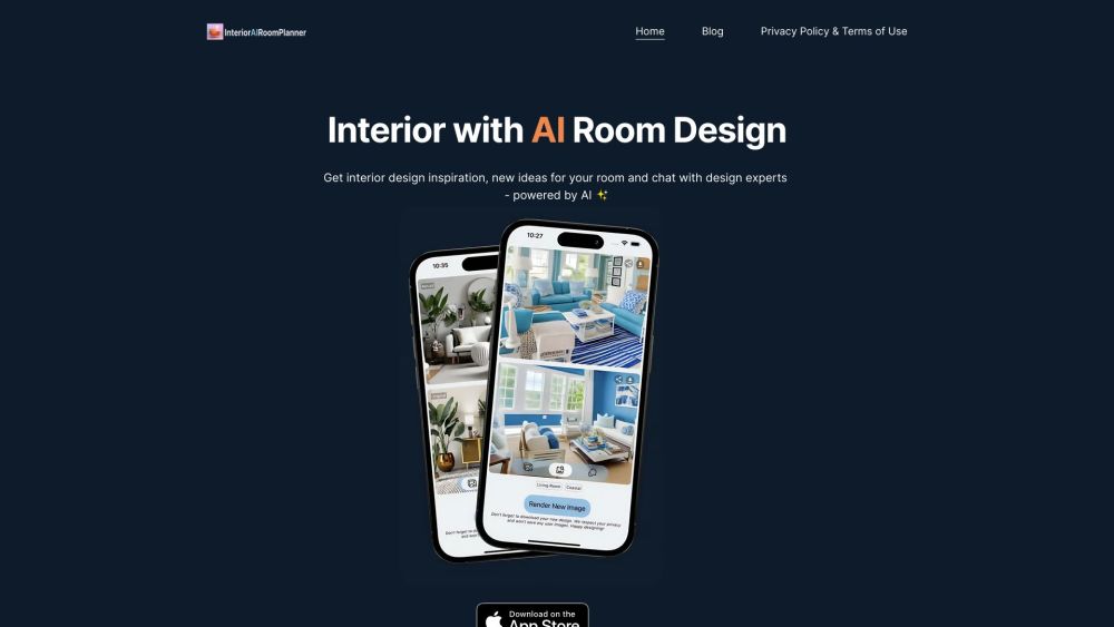 InteriorAI Room Planner Website screenshot