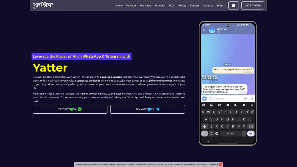 Yatter Website screenshot