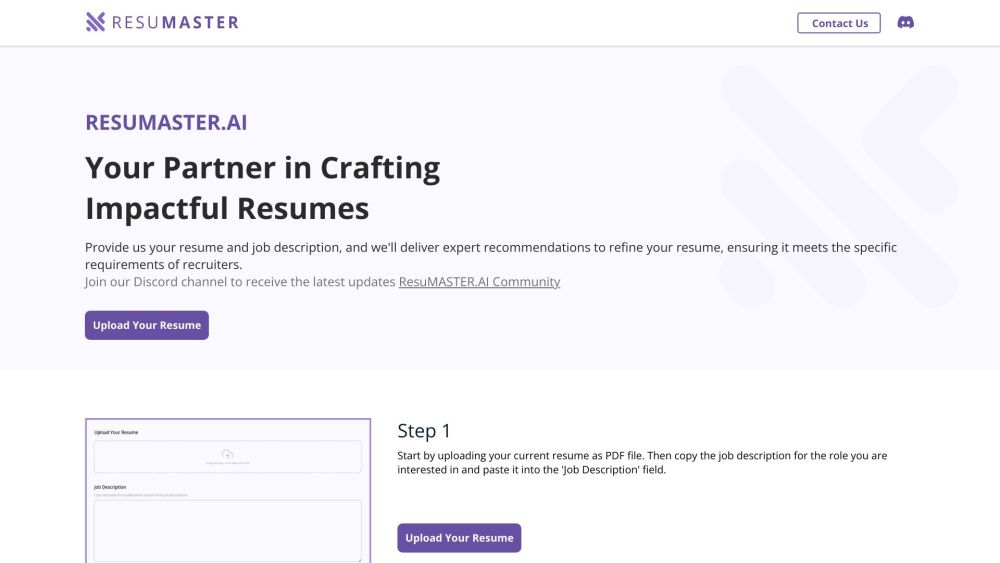 Resume Refiner Website screenshot