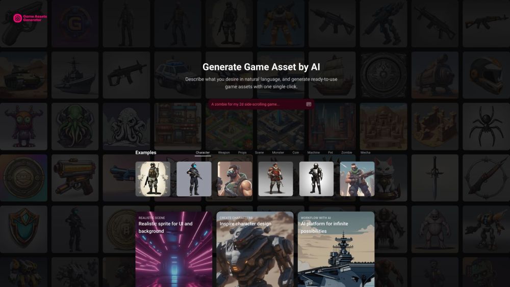 AI Game Assets Generator Website screenshot