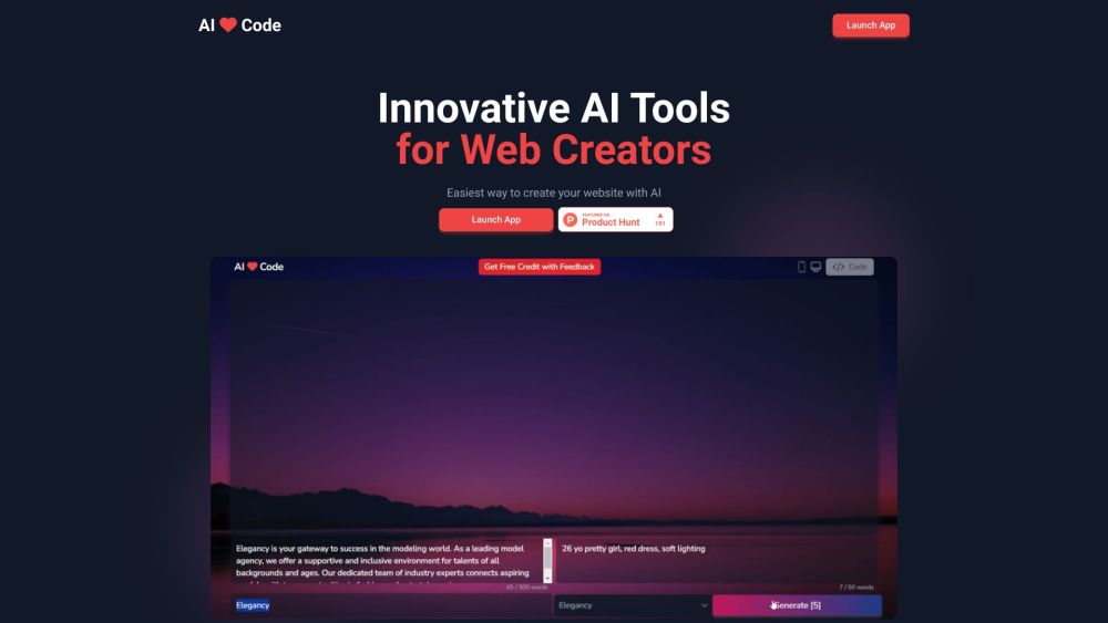 AI Love Code Website screenshot