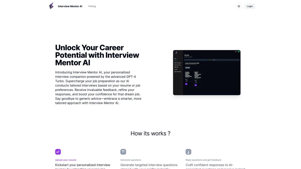 Interview Mentor AI Website screenshot