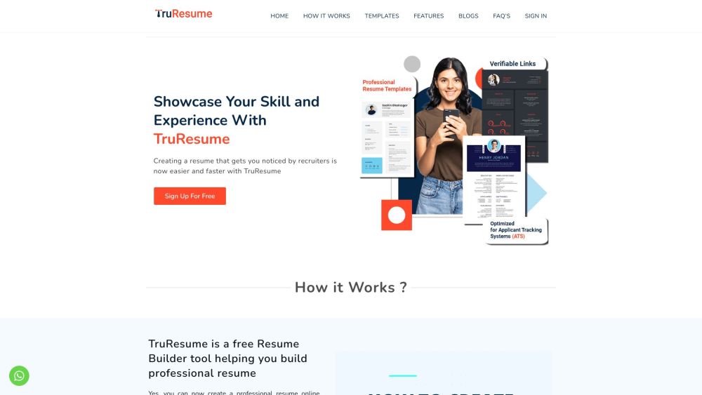 TruResume Website screenshot