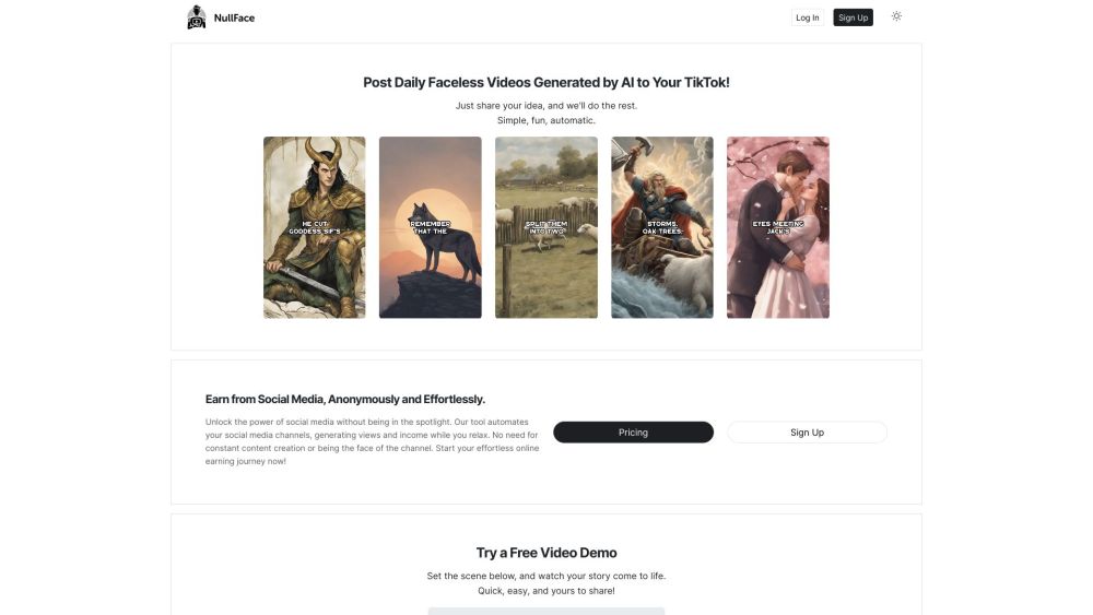 Nullface.ai Website screenshot