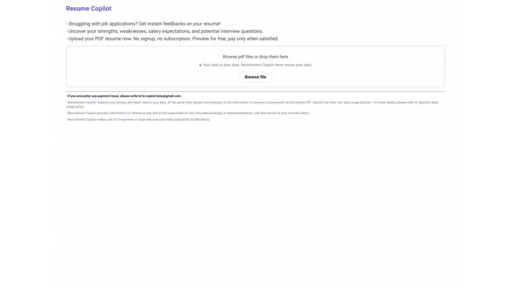 Resume Copilot Website screenshot