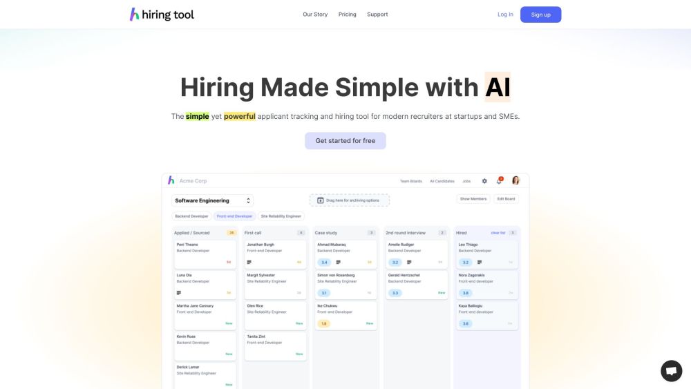 Hiring Tool Website screenshot