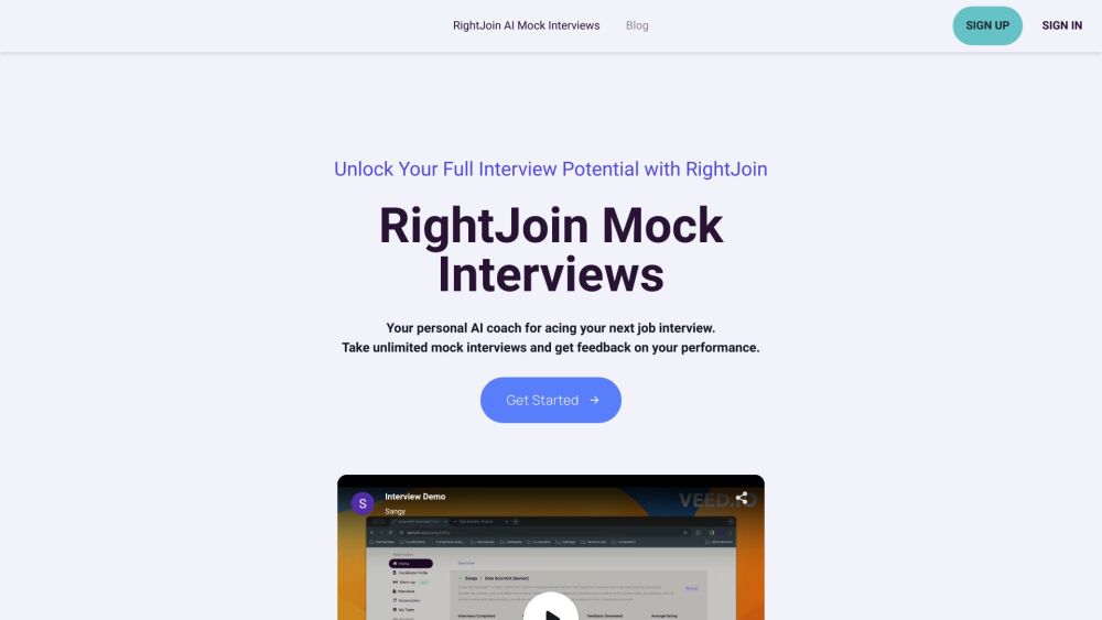 RightJoin AI Mock Interviews Website screenshot