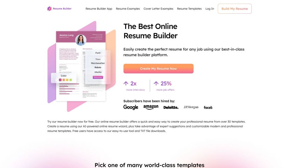 ResumeBuilder.com Website screenshot