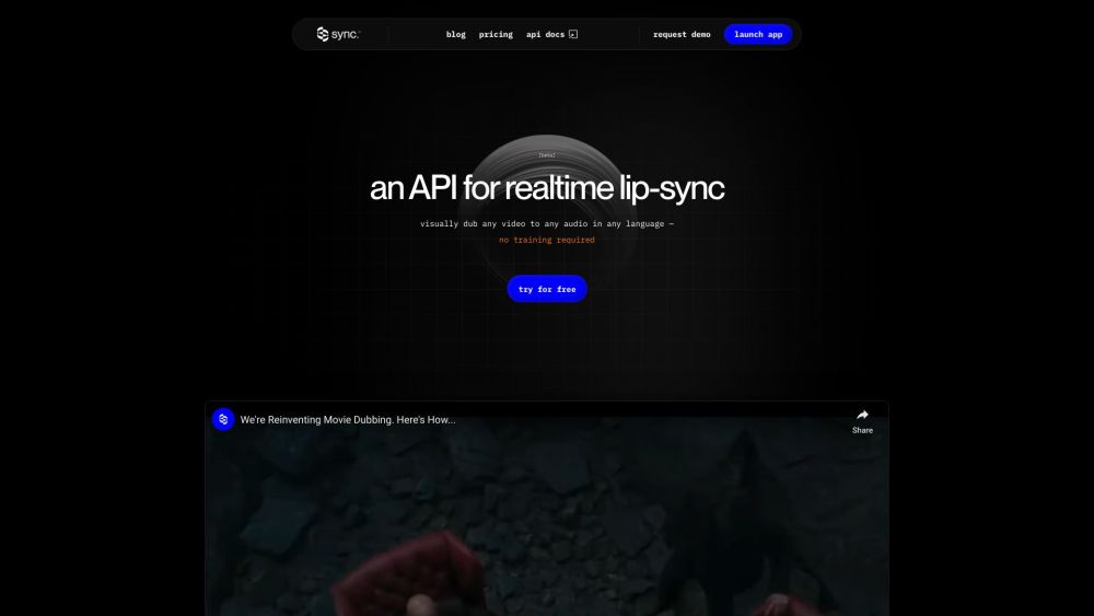 Sync Labs Website screenshot