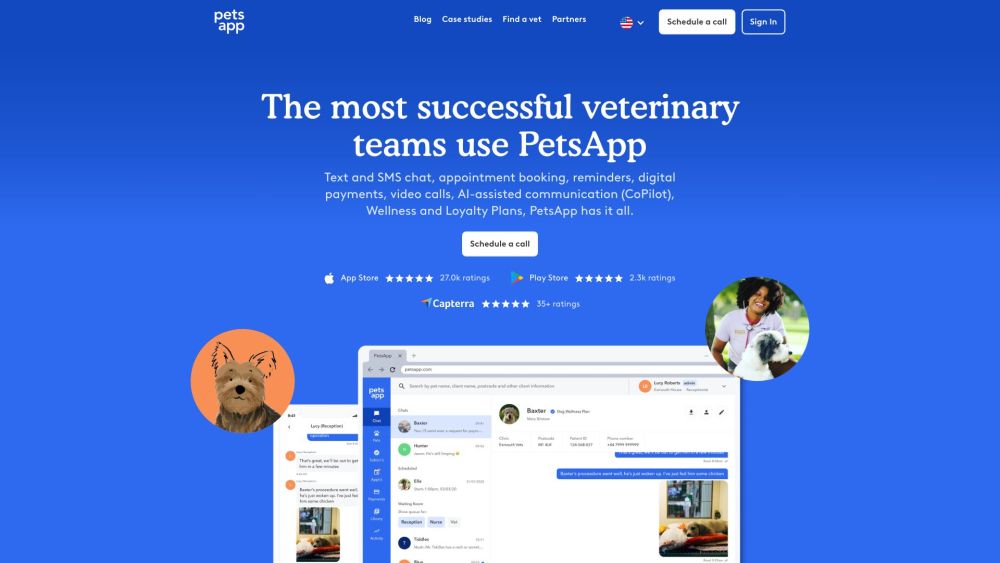 PetsApp Website screenshot