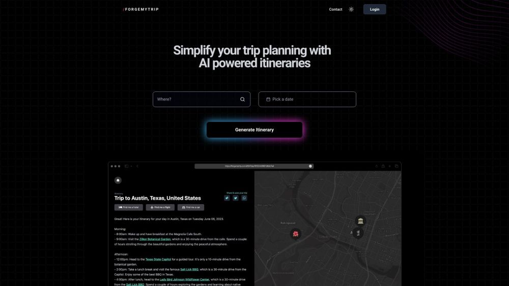 Forgemytrip Website screenshot