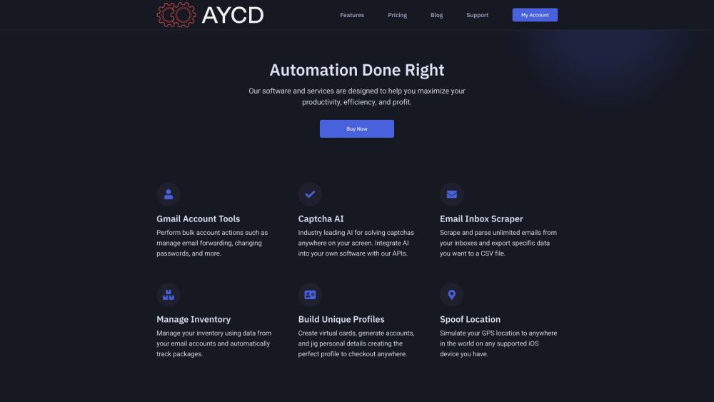 AYCD Website screenshot