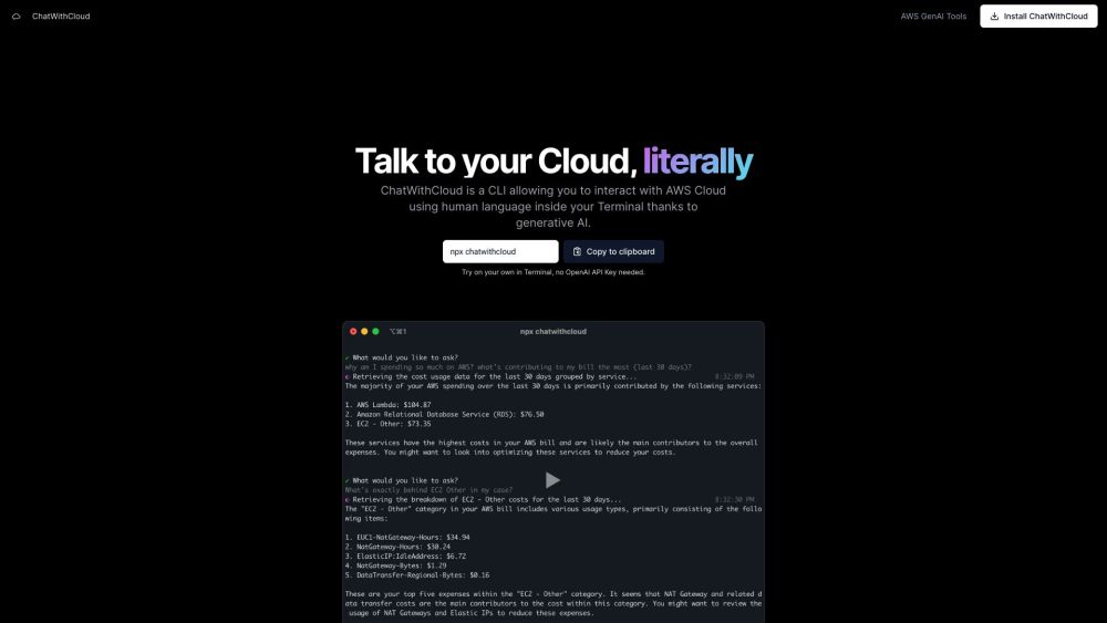 ChatWithCloud Website screenshot