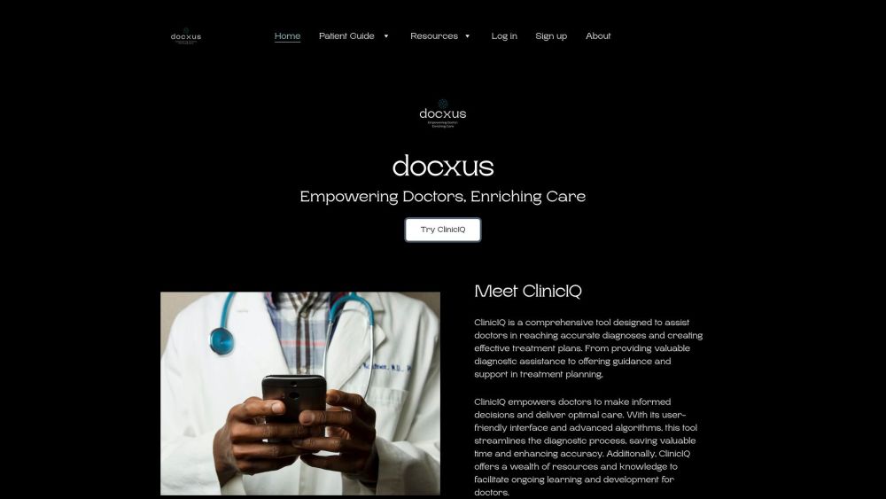 ClinicIQ Website screenshot