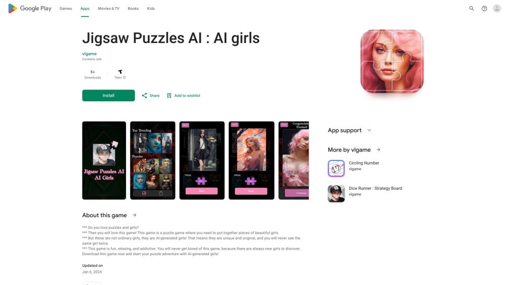 Jigsaw Puzzles AI : AI girls Website screenshot