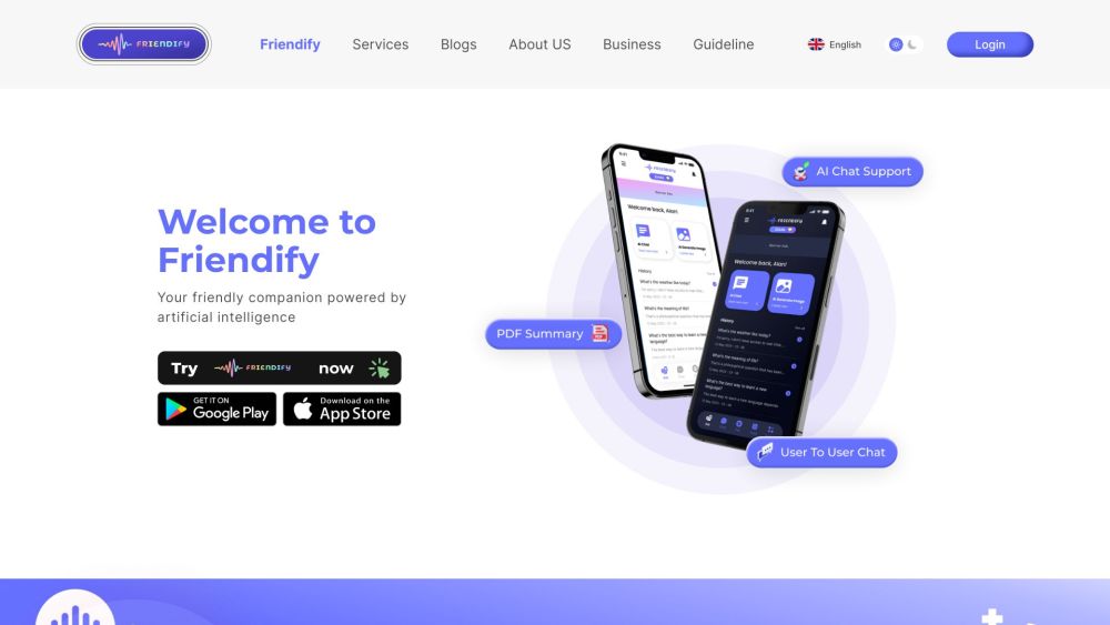 Friendify Website screenshot