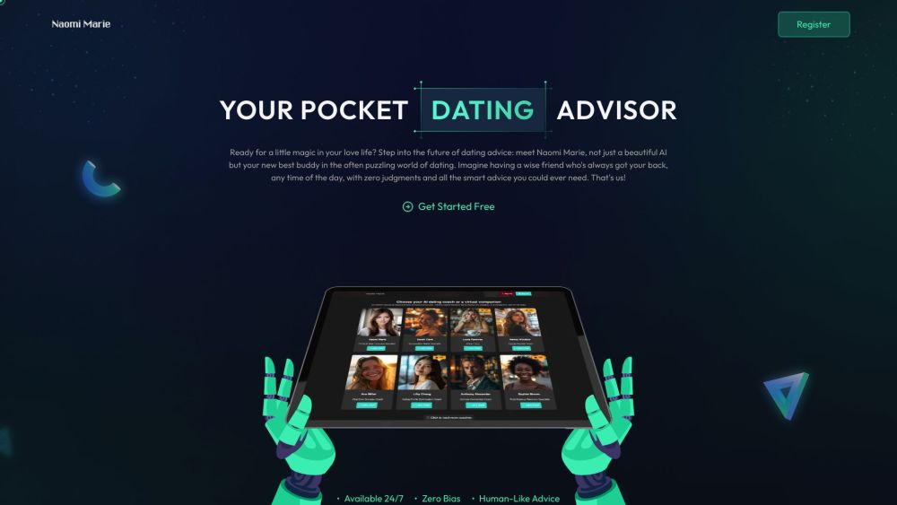 Naomi Marie - Your 24/7 AI Dating Coach & Virtual Companion Website screenshot