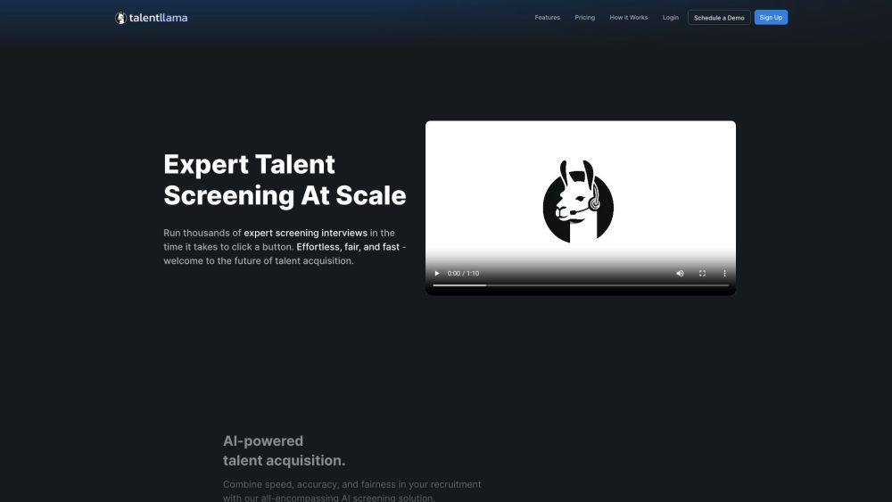 Talent Llama Website screenshot