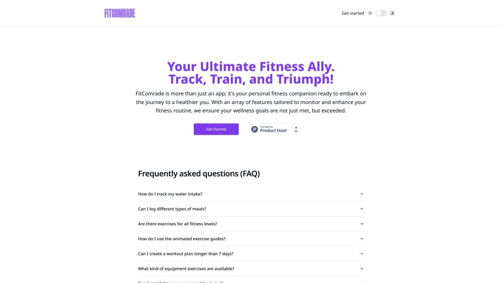 FitComrade Website screenshot