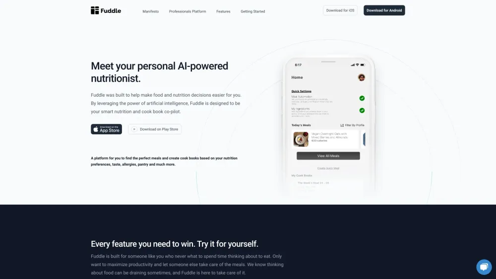 FuddleAI Website screenshot