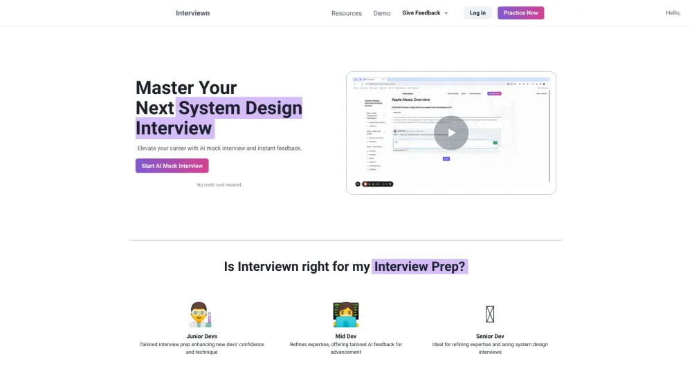 InterviewnHQ Website screenshot