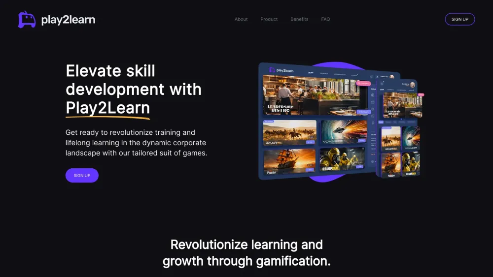 Play2Learn - Elevate Skills with Engaging AI-Powered Learning Games Website screenshot