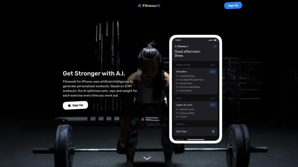 FitnessAI Website screenshot