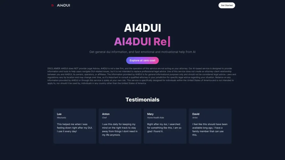 AI4DUI Website screenshot