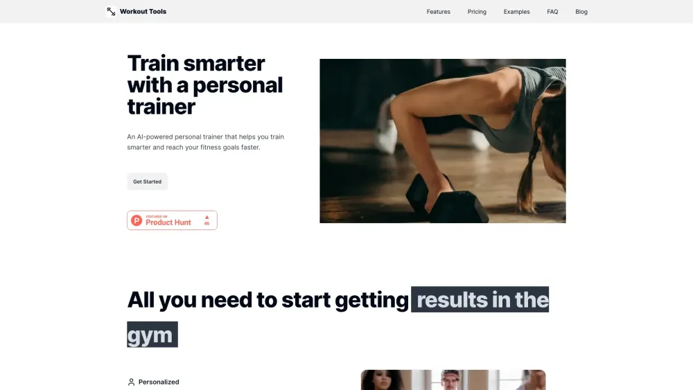 Workout Tools Website screenshot