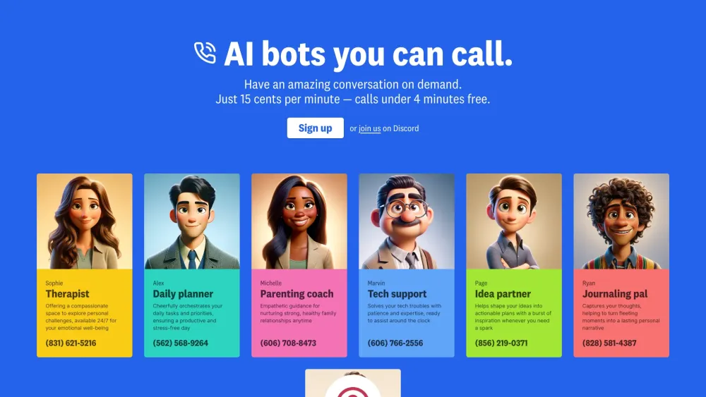 Call an AI Website screenshot