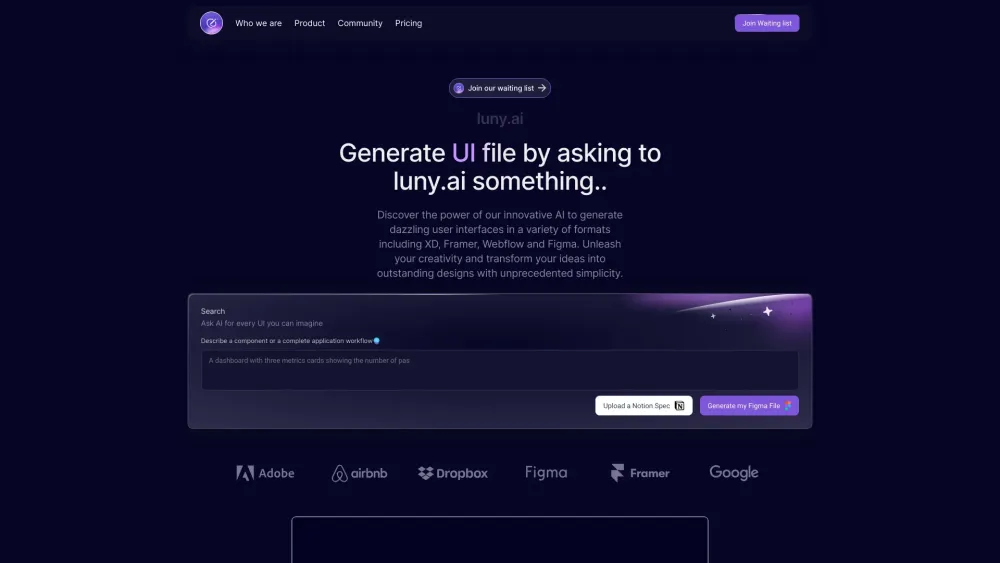 Luny AI Website screenshot