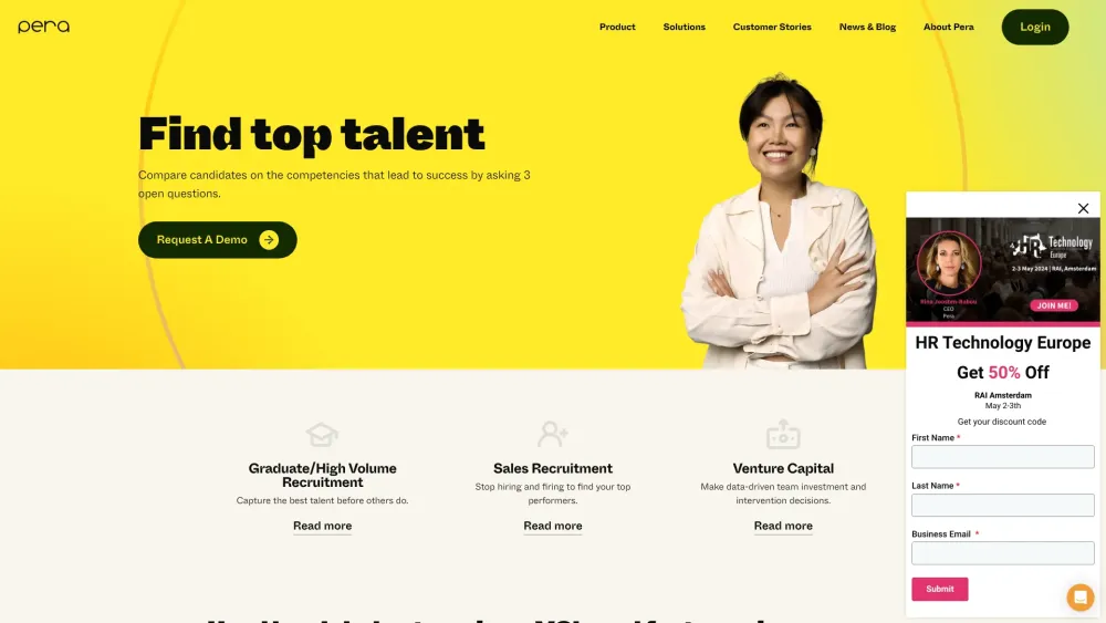 Pera Talent Assessment Website screenshot