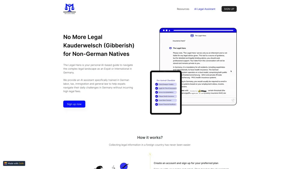 The Legal Hans Website screenshot