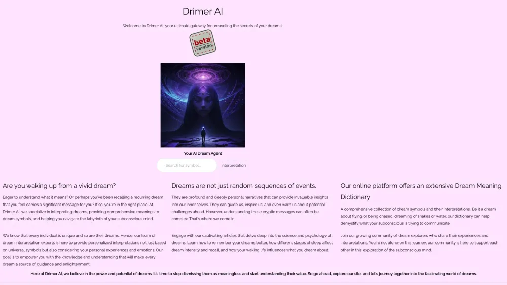 Drimer AI Website screenshot