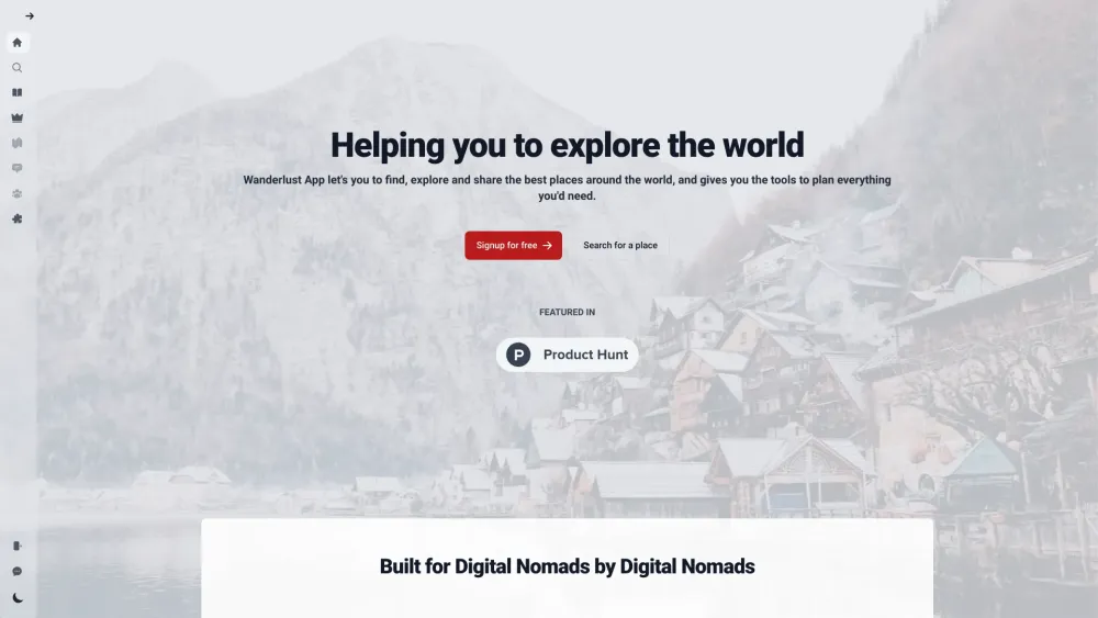 Wanderlust App Website screenshot